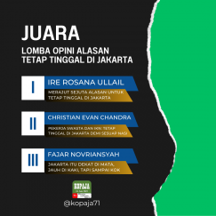 Pemenang Lomba Opini Alasan Tetap Tinggal di Jakarta