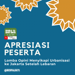 Apresiasi Peserta Lomba Opini Menyikapi Urbanisasi ke Jakarta Setelah Lebaran