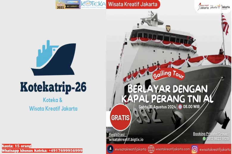 15 Peserta yang Beruntung Naik Kapal Perang TNI Bersama Wisata Kreatif Jakarta